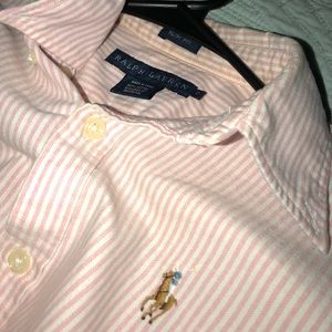 Pink button up top slim fit!